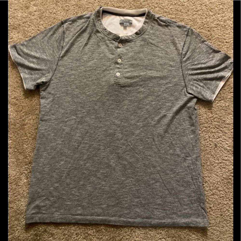 Mens Gray Method Button Tee Size Large
